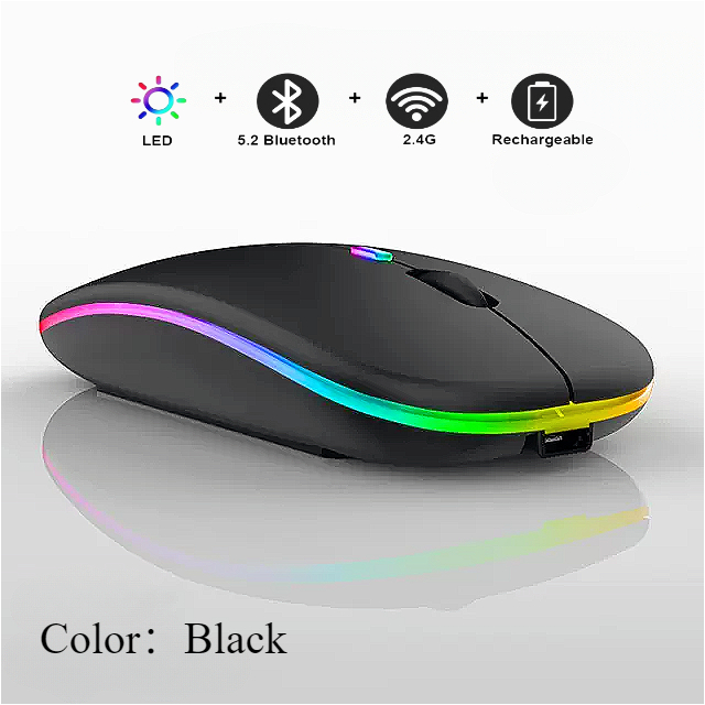 Wireless Mouse For Laptop PC Bluetooth Rechargeable Mouses Wireless Computer Silent Mice LED Backlit Ergonomic Gaming Mouse: WHITE