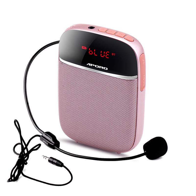 Lærer stemmeforstærker kablet mikrofon 10w mini til professor mødeguide bærbar megafon højttaler amplificador voz: Lyserød