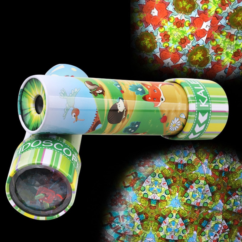 Cute Cartoon Rotating Kaleidoscope Iron Material Shell Rotatable Kaleidoscopes Kid Fancy Colored World Children Autism Toy (S5