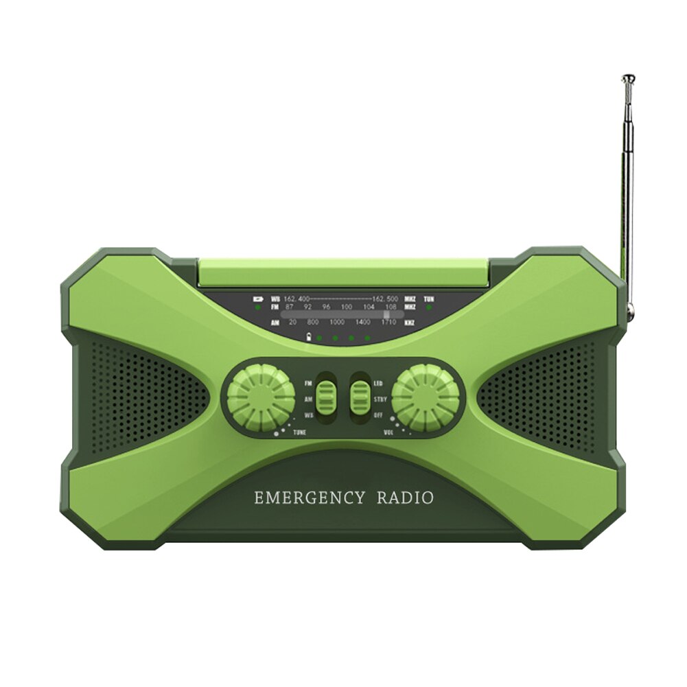 Multifunctional Hand Crank Electric Generator Portable Radio AM/FM/NOAA Emergency Radio USB Solar Power Supplys LED Flashlight: green