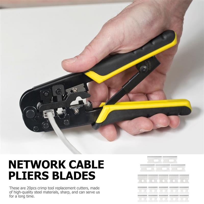 Herramienta de crimpado de Cable de red, cuchillas de repuesto, cortador de Cable Ethernet, cuchillas de agarre de Cable de red, alicates, cuchillas, 3 tamaños, 20 piezas