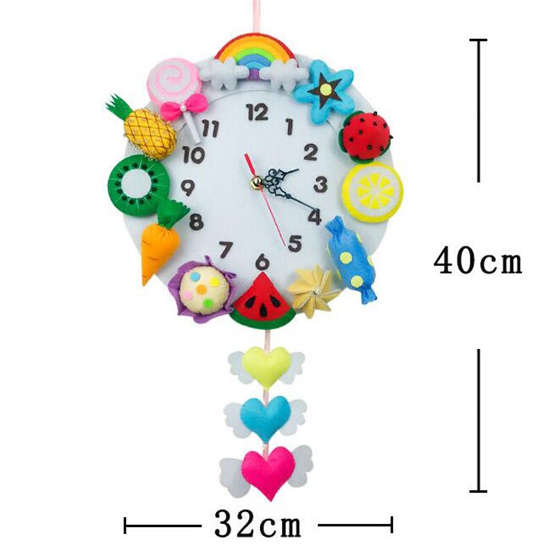 Cartoon Animal Home DIY Wall Clock Set Free Cutting Felt Material Handmade Cloth Clock Home Hanging Decoration Wall Clock