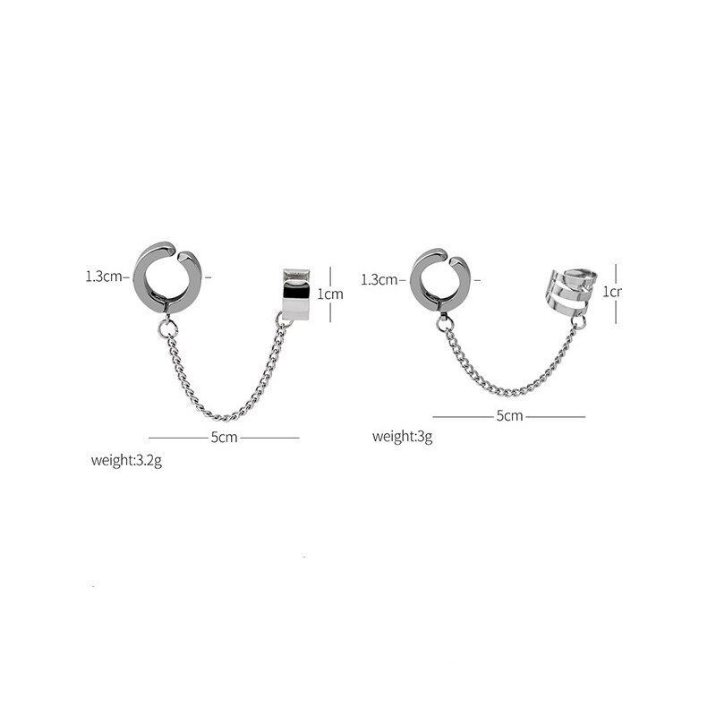 Neue Punk Edelstahl Clip Ohrring für Jugendliche Frauen Männer Ohr Manschetten Straße Kühlen Schmuck 1Stck Silber Farbe kette Ohr Clip