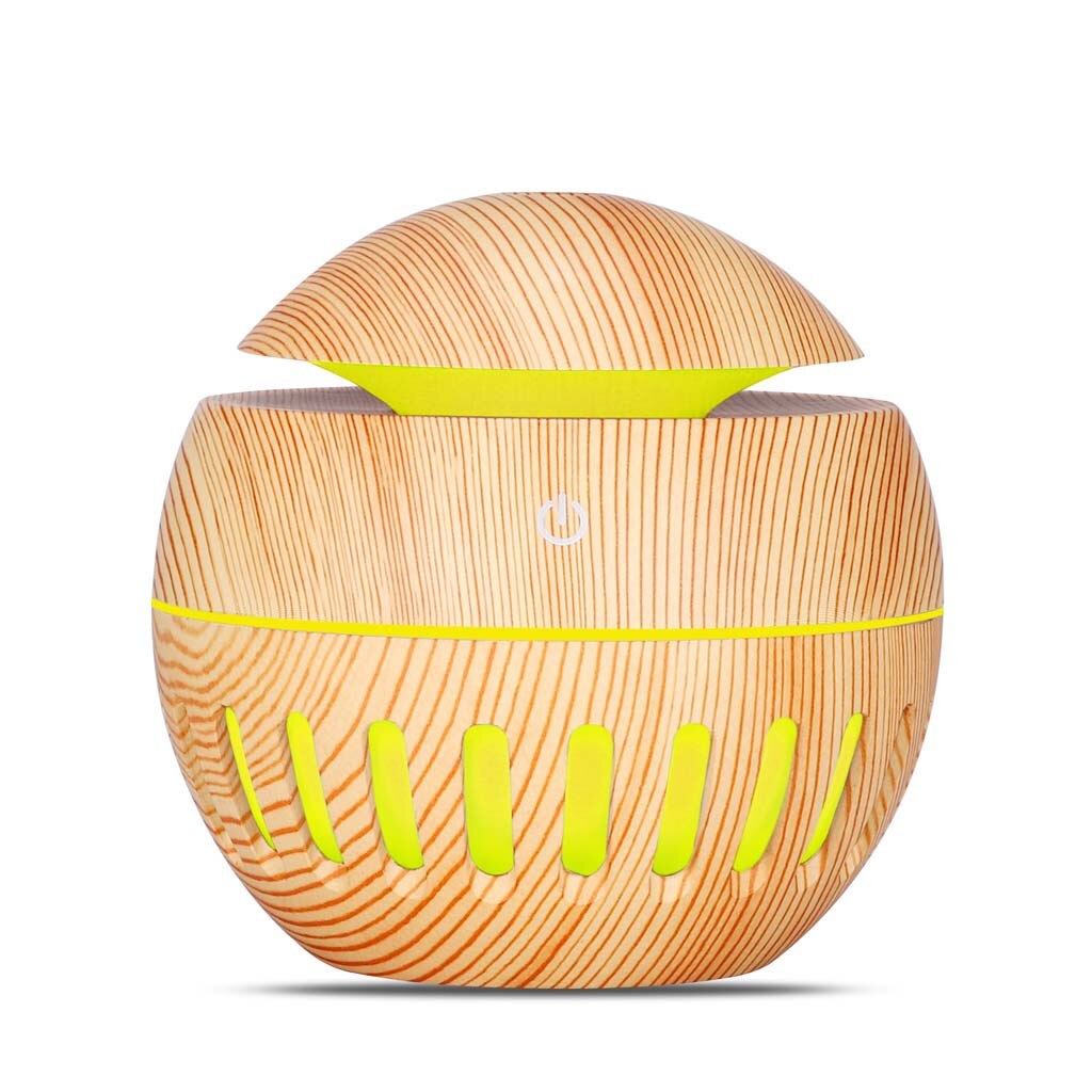 USB humidifier Electric oil Aromatherapy wood grain Ultrasonic air diffuser with 7 colors lights for home office Reed Diffusers: E