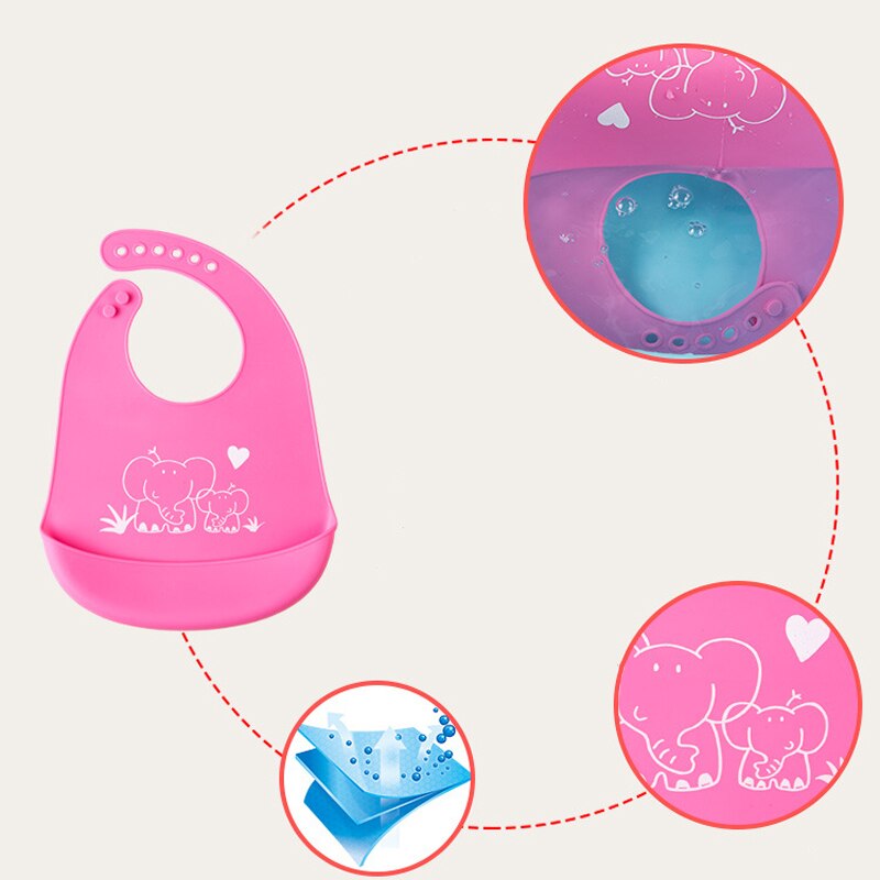 1pcs Baby Waterproof Silicone Bibs Infant Soft Cartoon Adjustable Saliva Towel Newborn Feeding Saliva Bibs Apron Burp Cloths