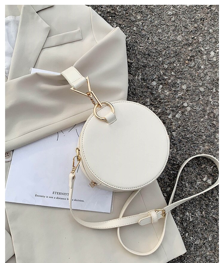 Vrouwen Mini Tas Herfst Winter Mode Ronde Vorm Vrouwen Hand Schoudertas Crossbody Tas Voor Vrouwen Bolsas de Mujer: White