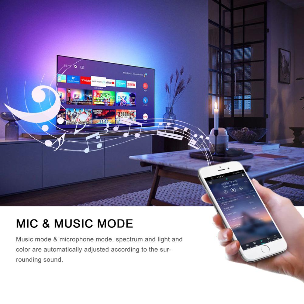 USB Bluetooth lamp 5050 LED Neon Sign Neon light Ribbon Strip Music Sync Control TV Desktop Backlight Decoration For Rooms Home