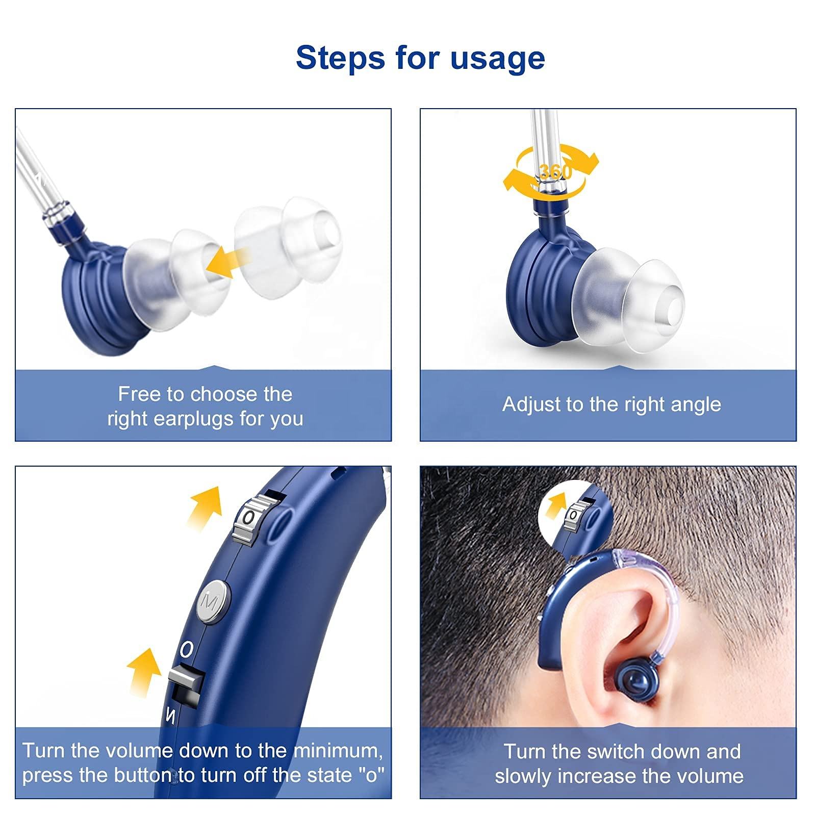 Best Bluetooth Mini Rechargeable Hearing Aid Digital BTE Hearing Aids Adjustable Tone Sound Amplifier Portable Deaf Elderly
