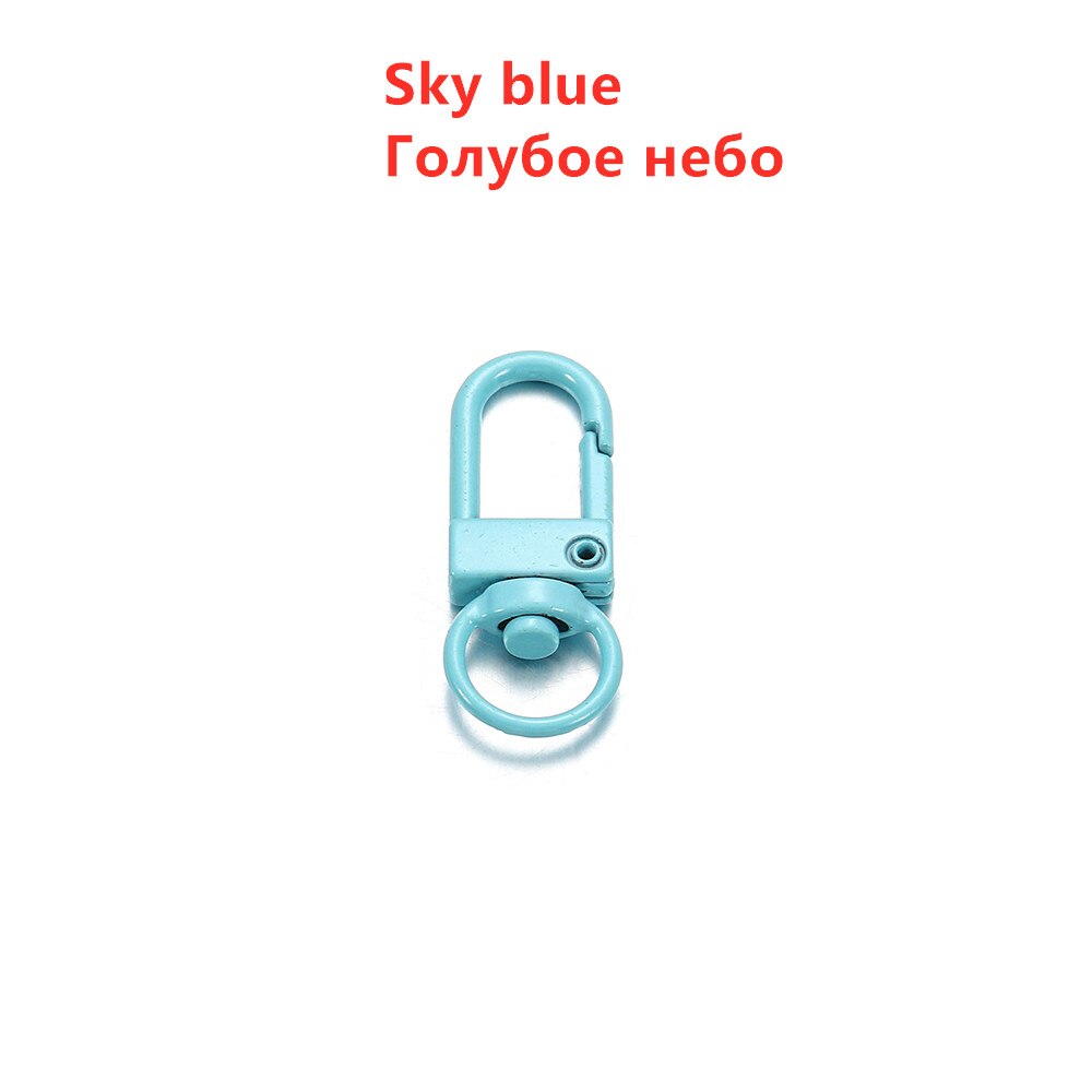 10 unids/lote de llavero colorido, cierre de mosquetón de Metal, Clips de gancho para llavero, ganchos, DIY, joyería, accesorios: Sky blue