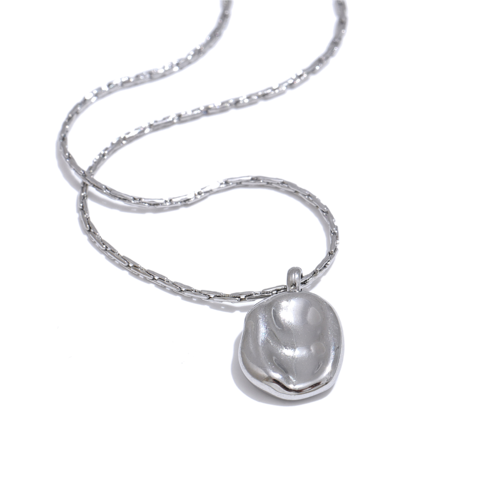 Yhpup Simple Stainless Steel Metal Square Hammer Pendant Necklace Gold Silver Color 18K PVD Plated Collar Jewelry: Gold-color