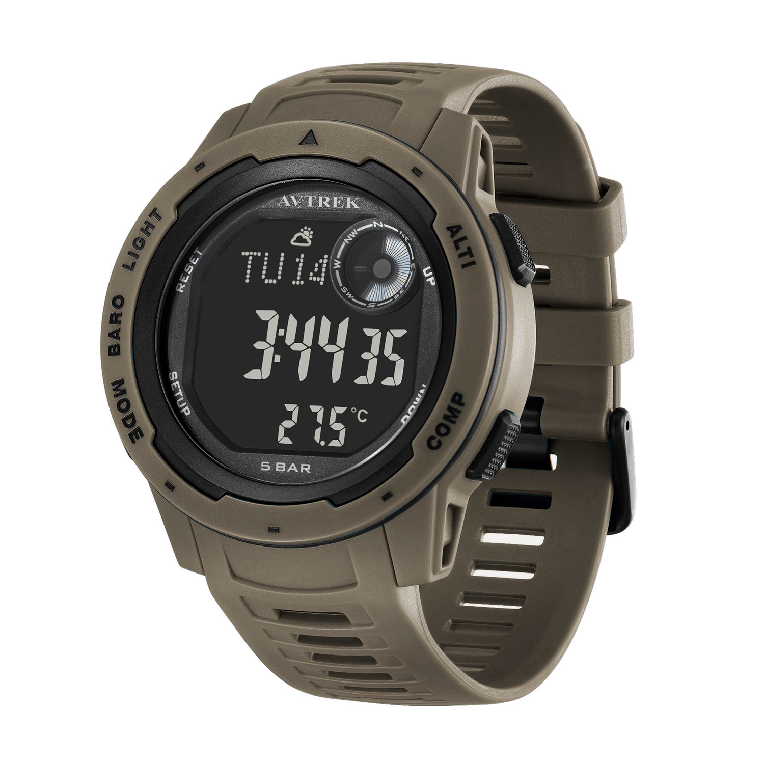 Avtrek Outdoor Digital Sports Watch Pedometer Men's Electronic Wrist Watches Compass Waterproof Hiking Climbing Tourist Watches: Brown