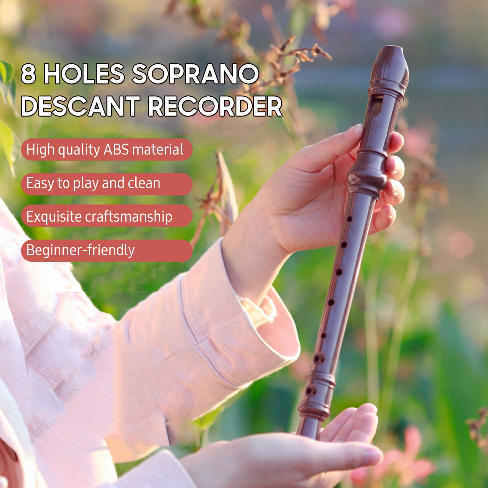 J32 ABS Soprano Descant Recorder German Style 8 Holes G Key Fingering Recorder Instrument with Cleaning Rod for Kids Adults