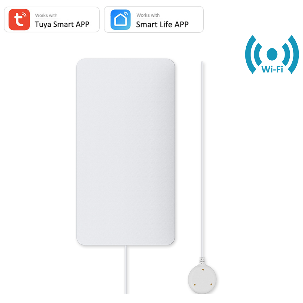 Tuya Smart Alexa Google WiFi Valve Controller Auto ON/OFF Smart Scenece with Wireless Water Leakage Leak Detector Smart Life APP: Water Sensor Only