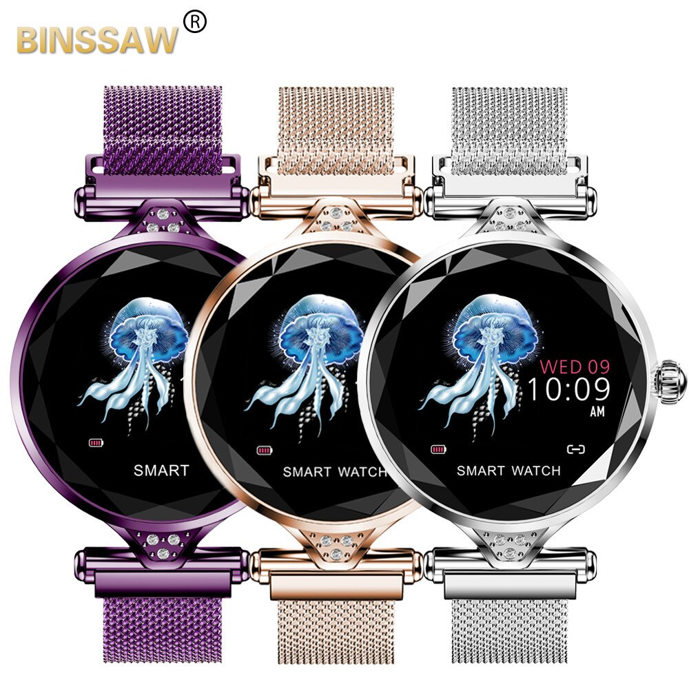 BINSSAW Frauen Smart Uhr Blutdruck Herz Rate Schlaf Monitor Schrittzähler luxus damen Smartwatch für Mädchen