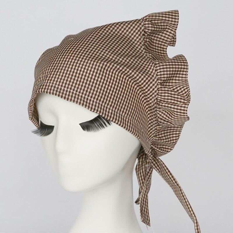 Gorros de cocina para Catering, cafetería, panadería, para cocinar trabajando en restaurante, gorro de Chef, camarera de Hotel, pastelería, gorra de cuadros ajustable: coffee1
