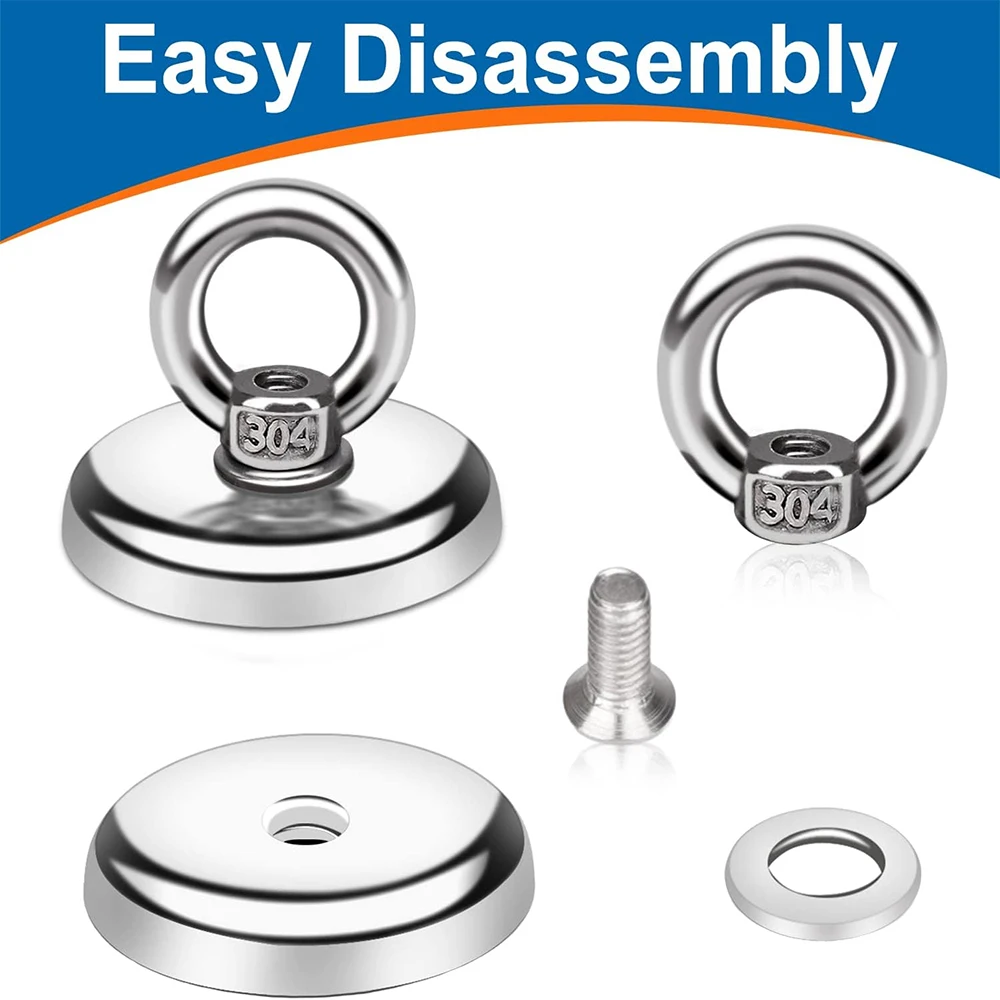 Super Strong Neodymium Magnets N52 Iman Ima Magnetic Fishing Magneat with Countersunk Hole Eyebolt for Salvage Fishing Magnet
