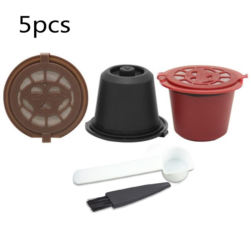 5pc herbruikbare, compatibele capsules voor nespresso-koffiemachines, hervulbare filterkoffiecapsules