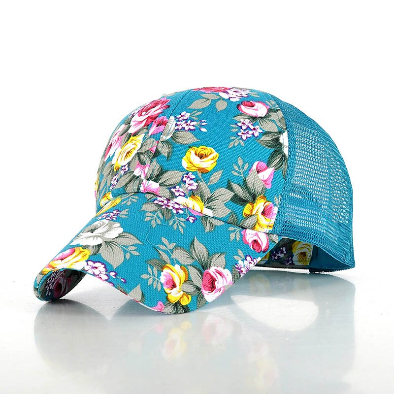 Floral Snapback Hats for Women Summer Breathable Mesh Baseball Caps Gorras Adjustable Girls Sun Trucker Hat