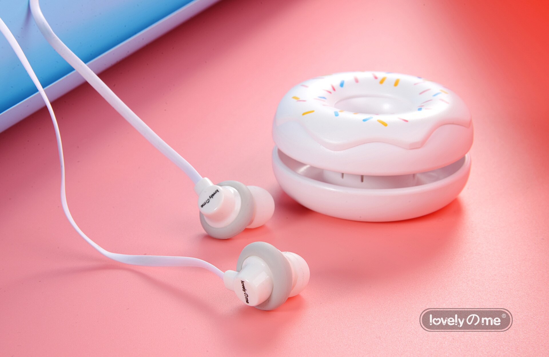 Auricolari In-ear - Mini Cuffie Cablate con Scatola Portaoggetti Donuts - Universali: Bianco