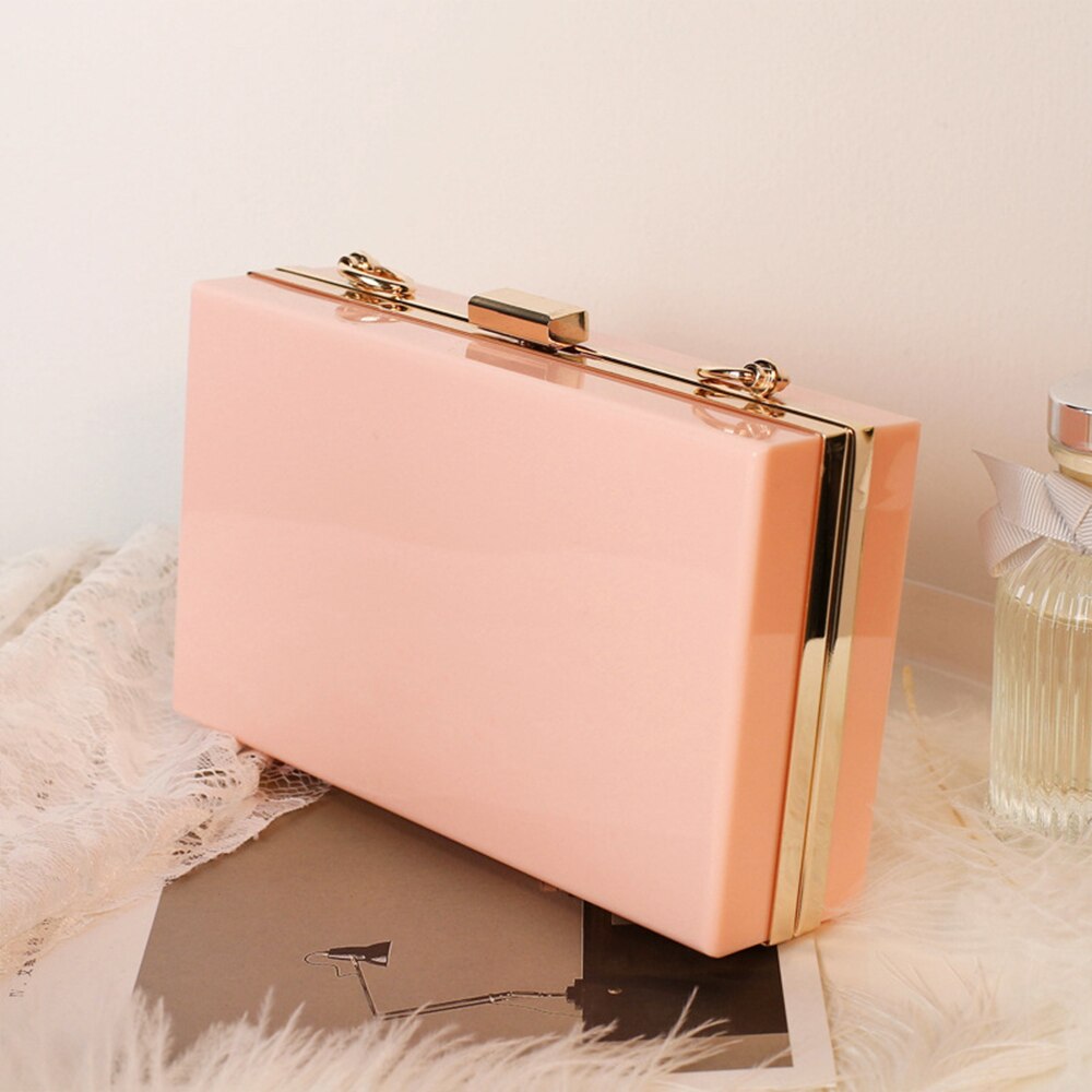 Sacs à main en acrylique Transparent pour femmes, pochette de soirée transparente à chaîne, sacoche à bandoulière,: light pink