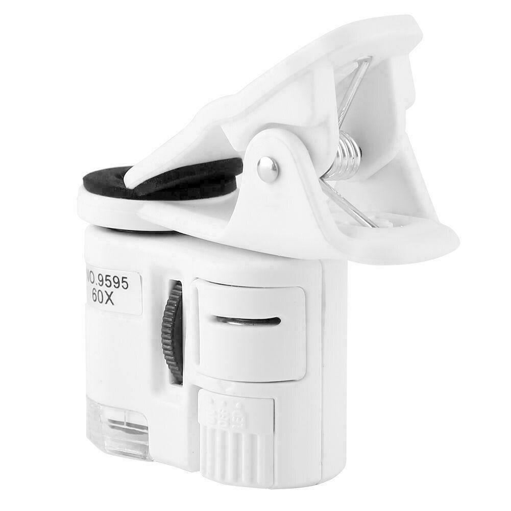 60X Draagbare Clip Vergrootglas Loupe Uv Microscoop Universele Mobiele Telefoon Met Mini Led FKU66: Default Title