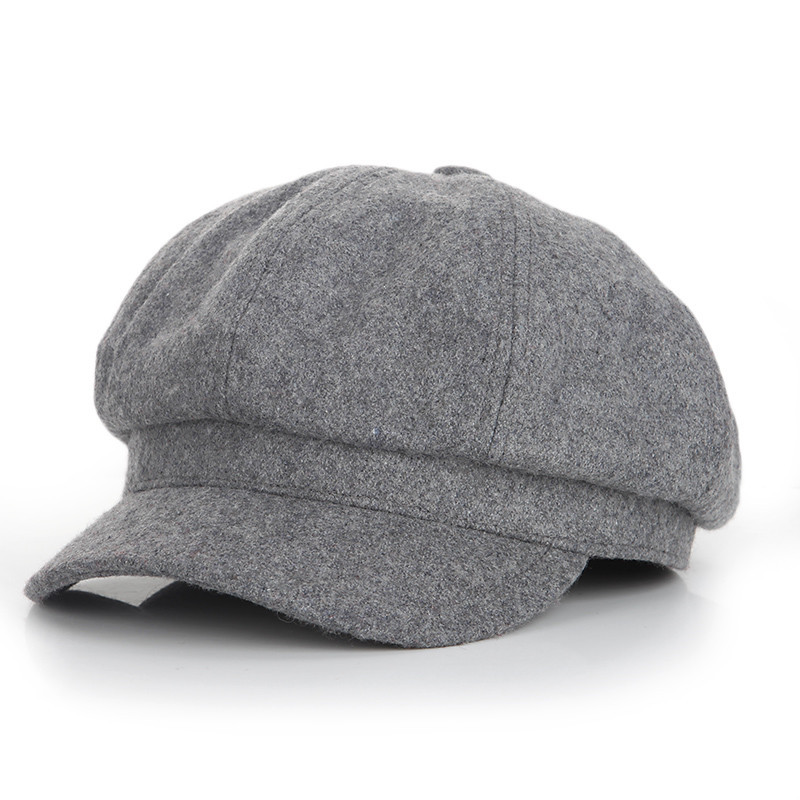 [flb]cappello basco da donna in lana super calda per donna berretto da donna berretto casuale a cupola cappello nudo boina: Grigio chiaro