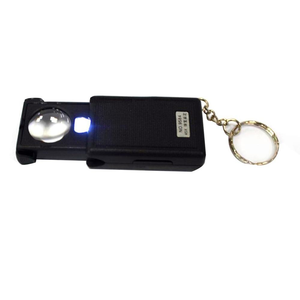 45X Magnifier Mini Microscope Jewelry Antiques Identification Magnifying Glass Pull-out Switch Loupe Glass LED Light