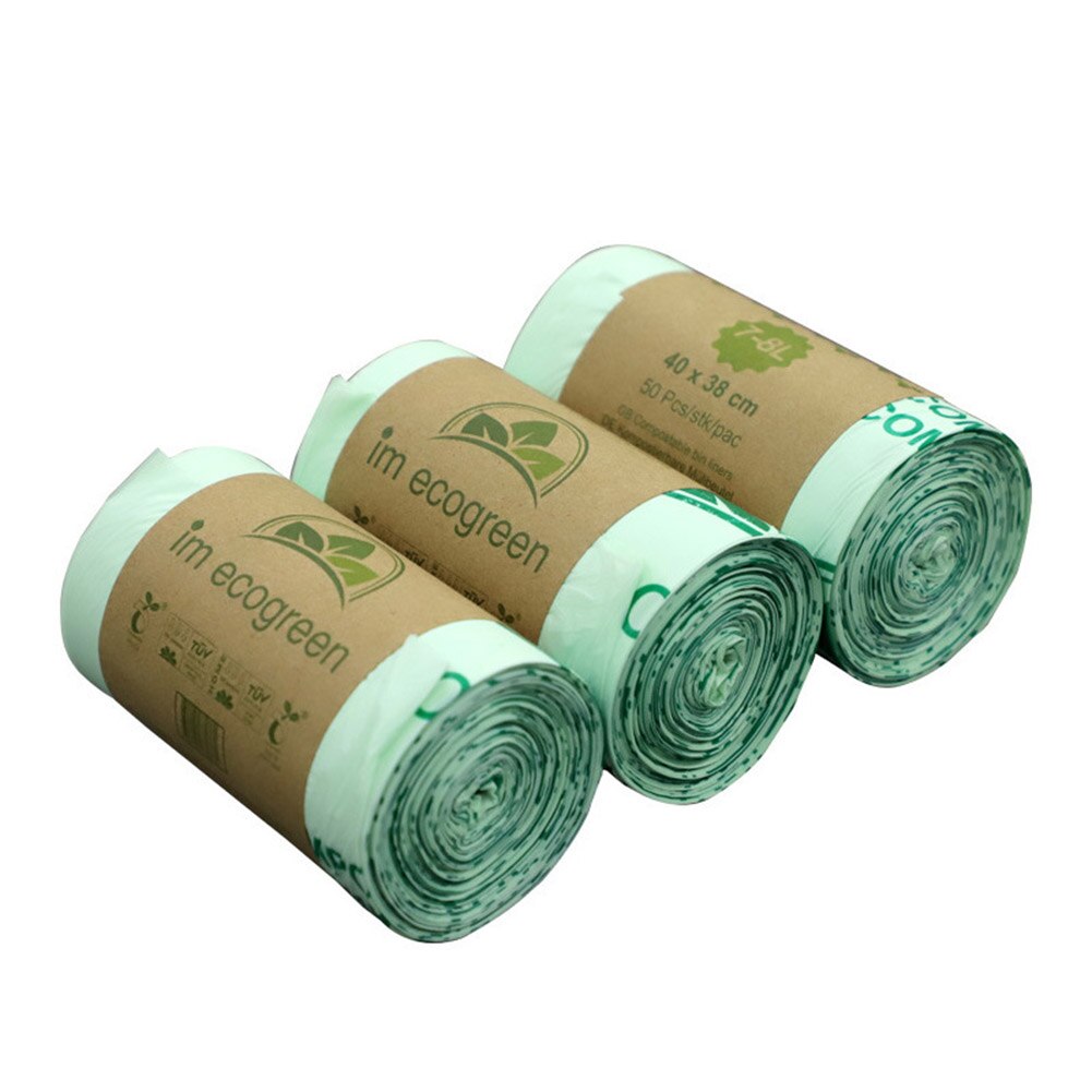 50Pcs/Roll Kitchen Garbage Bags Biodegradable Trash Bags Compostable Rubbish Bags Wastebasket Liners Bags