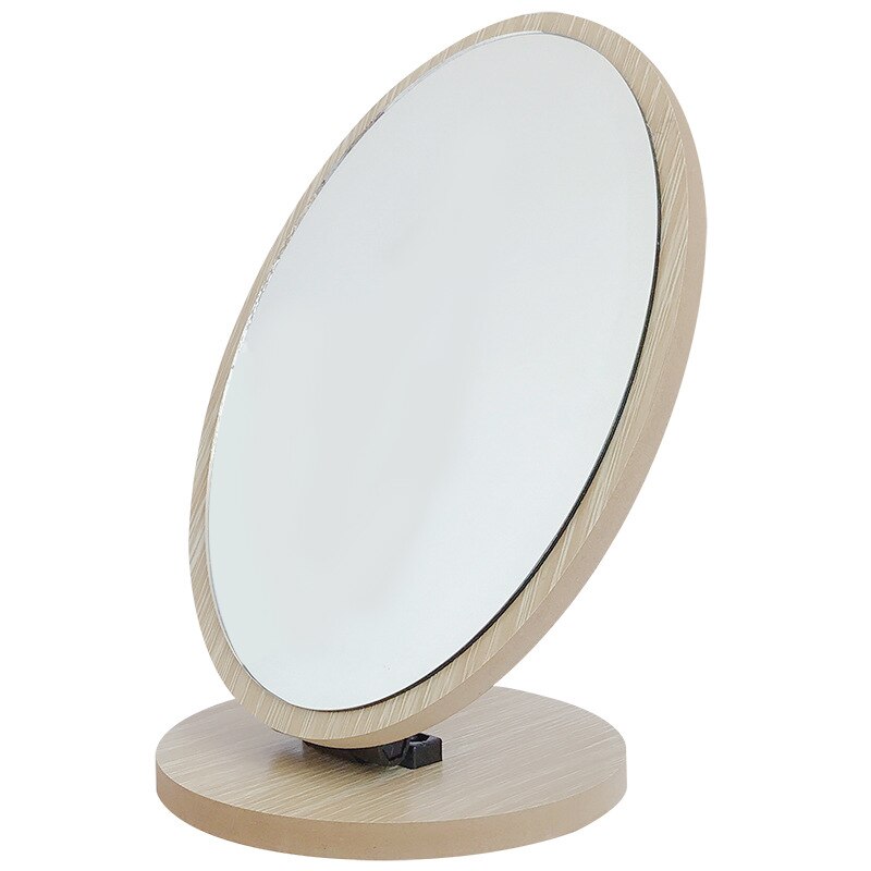 Cute Adjustable Angle 360 Degree Wooden Table Small Makeup Foldable Cosmetic Desktop Rotating Small Mirror Portable Standing