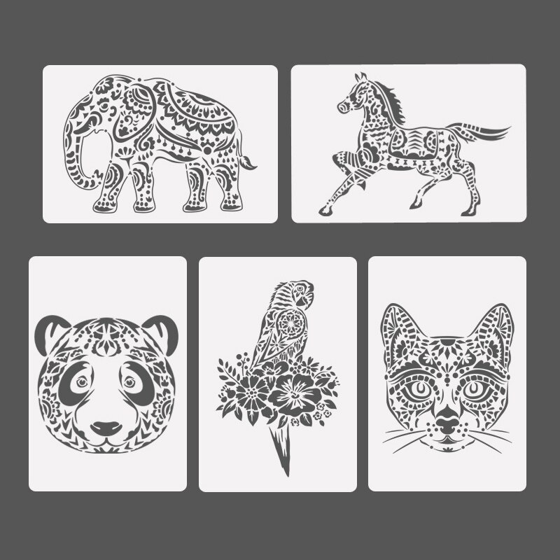 DIY animal Hand Drawing Stencil Tools Kids Toy Photo Novelty Educational Toy Various Styles Art Supplies Toy For kids: 5pcs C