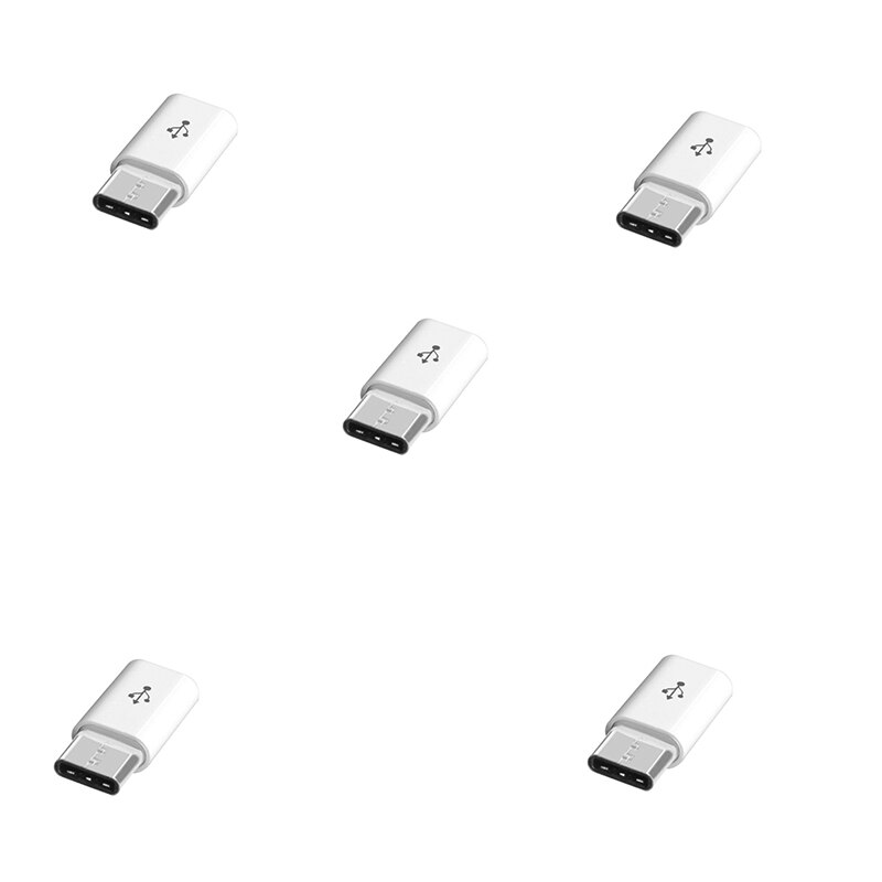 Mobiele Telefoon Adapter Micro Usb Naar Usb C Adapter Handig Microusb Connector Voor Huawei Xiaomi Samsung Adapter Usb Type C: 5Pcs(white)