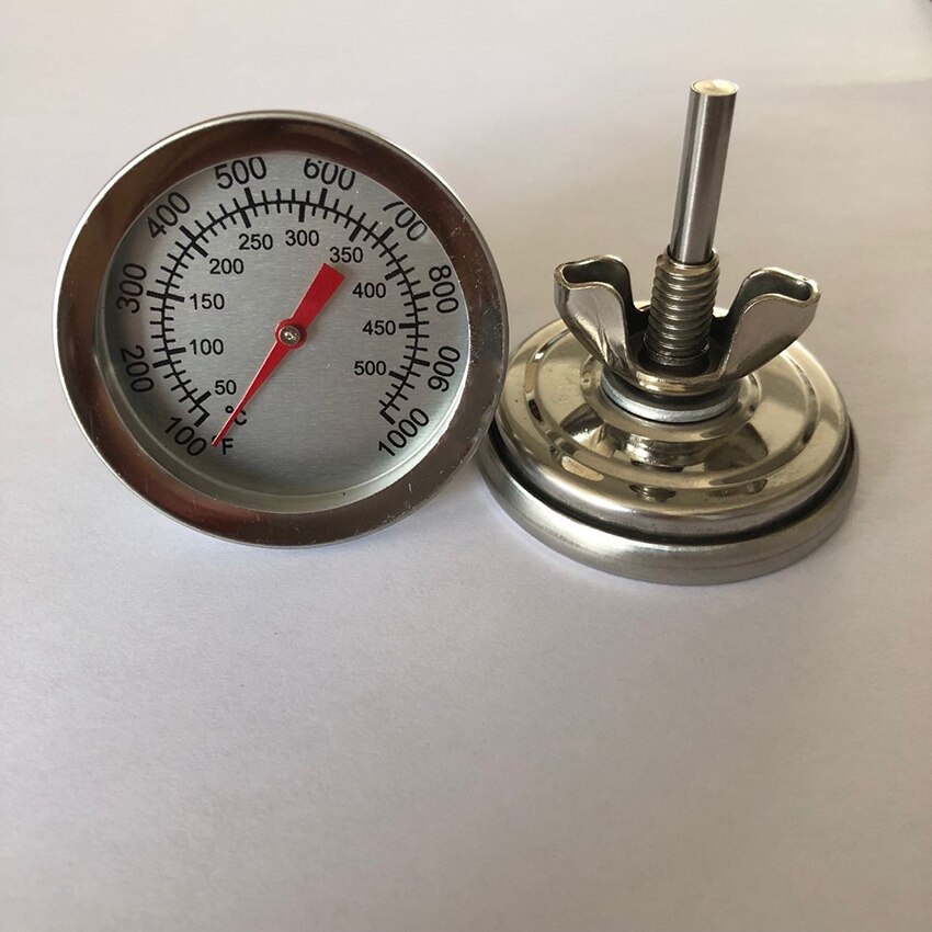 Stainless Steel BBQ Thermometer Heat Indicator Industrial Flange Mount Thermometer, 100 to 1000 Degrees F Temperature Range