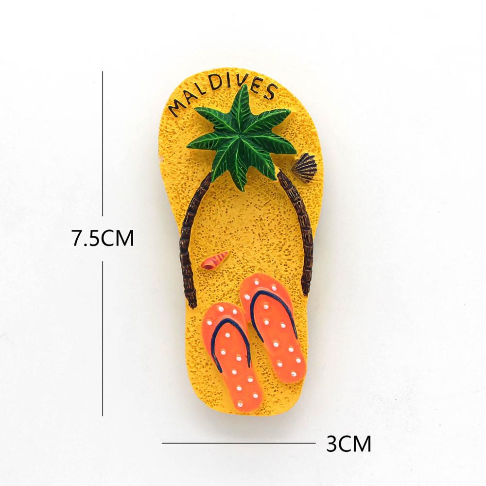 Japan Tourism refrigerator fridge magnets paste souvenirs Tokyo Shinkansen Chile Brazil Morocco souvenirs room decoration: Maldives slippers