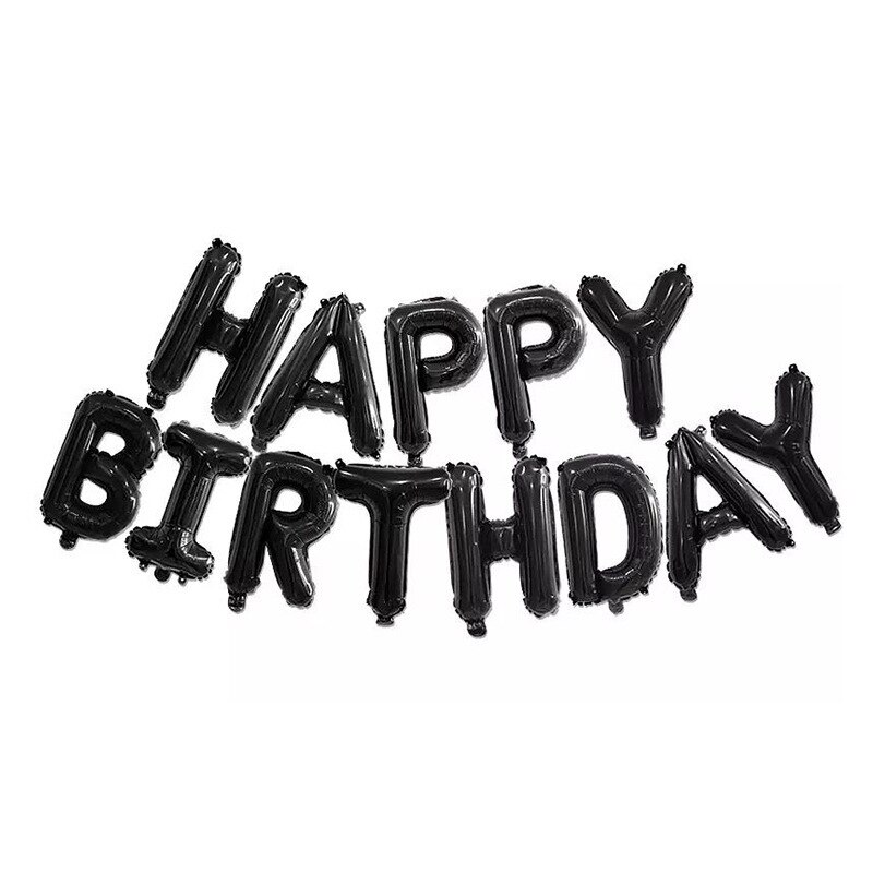 Happy Birthday Balloons Banner Buchstaben Folie Ballons für Baby Dusche Kinder Geburtstag Party Dekoration Alphabet Air Ballon Girlande: black