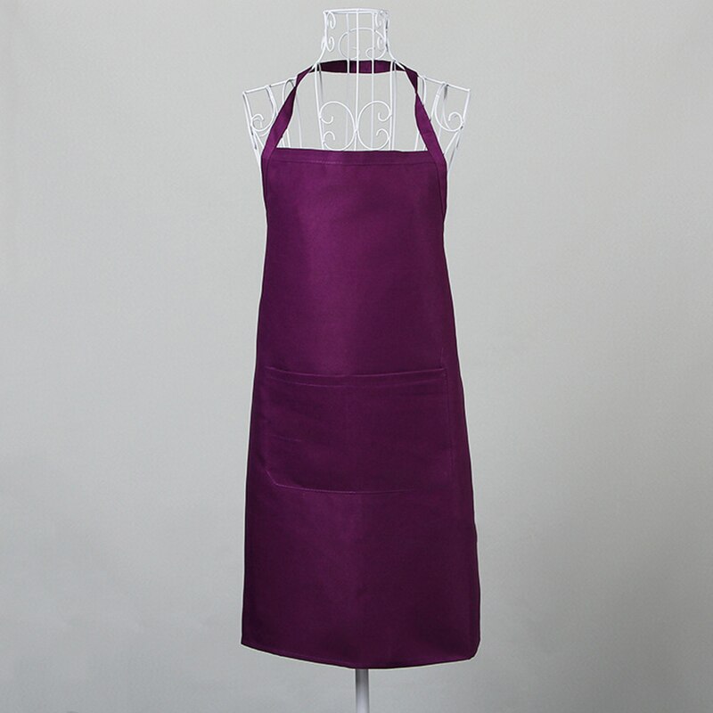 Waterproof Apron Washable Polyester Dual Pockets Unisex Kitchen Pinafore For Waiter Chef Orange-Red Purple Green Household Clean: Purple