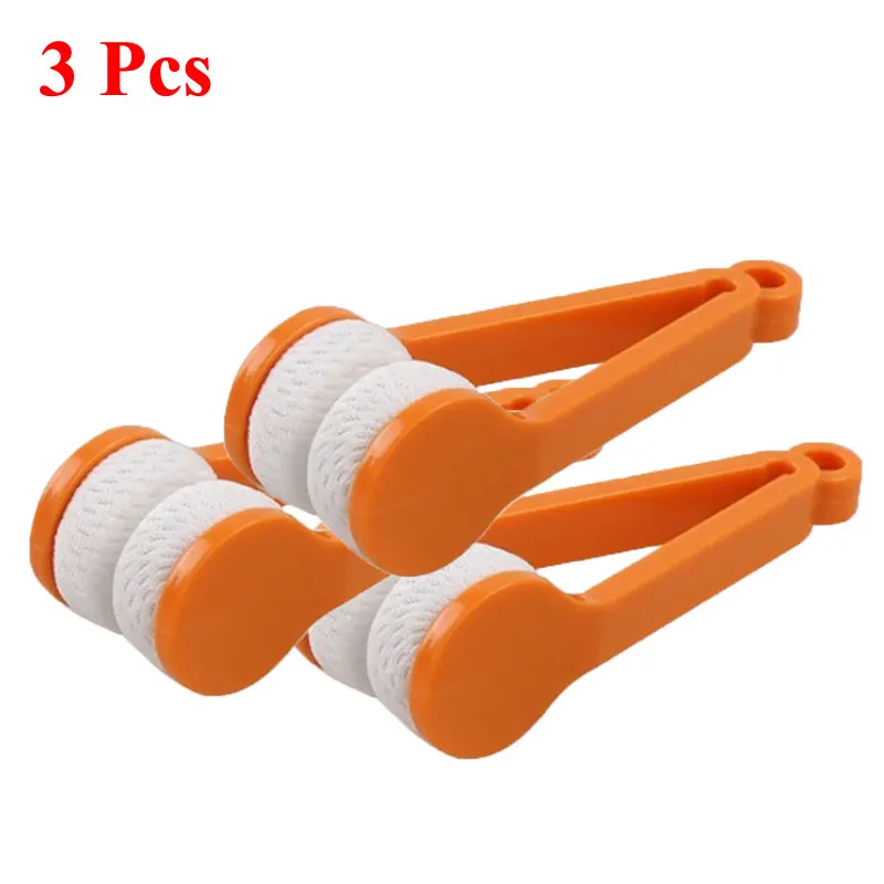 Outils de nettoyage de lunettes, Mini nettoyeur de lunettes multifonctionnel Portable, brosse à lunettes double face, nettoyeur de lunettes en microfibre: 3 Pcs Yellow