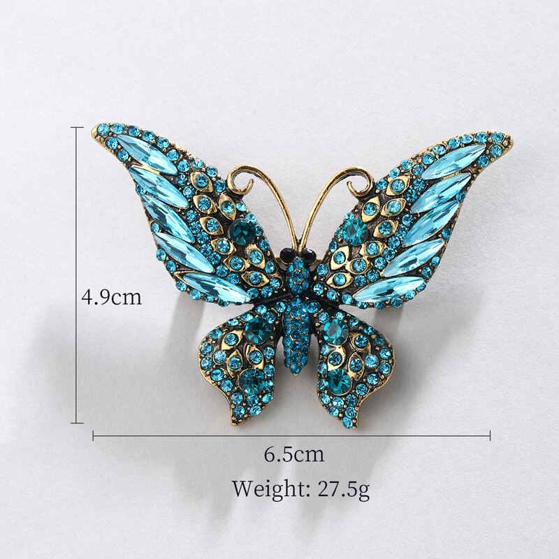 Weimanjingdian mærke smukke farver krystal sommerfugl broche nål til kvinder piger børn smykker: Lyseblå