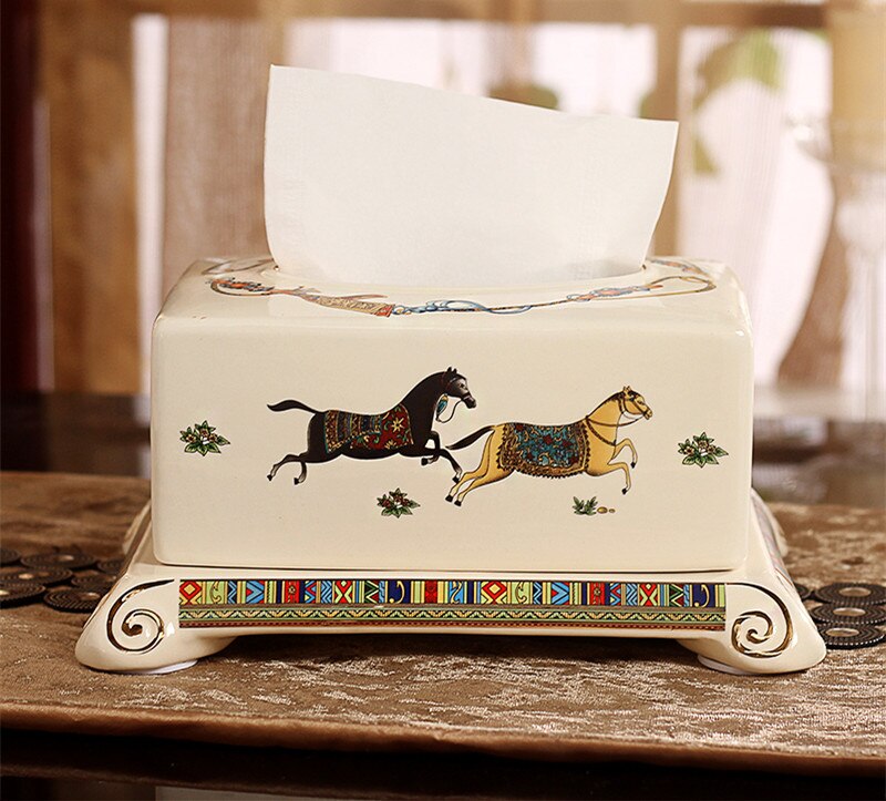 Bathroom Paper Box Ceramic European Style Tissue Rack Organizer Holder For Office Home Living Room DiningRoom KTV Useful: Style 1
