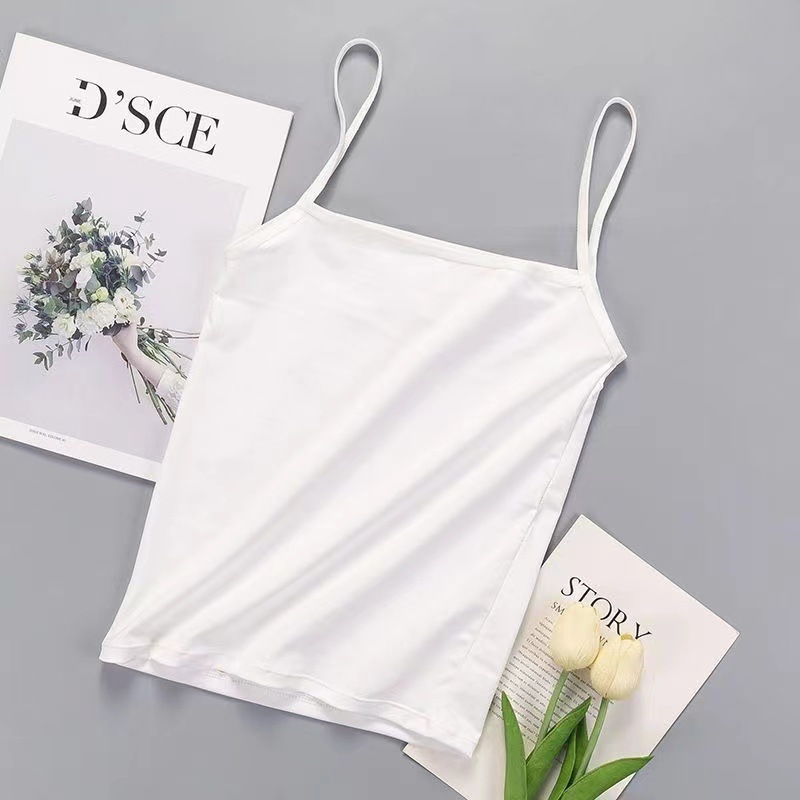 Kvinder sommer modal camisole crop tops ærmeløs slim sling t-shirt sort hvid bundtops bh undertøj veste: Xl / Hvid
