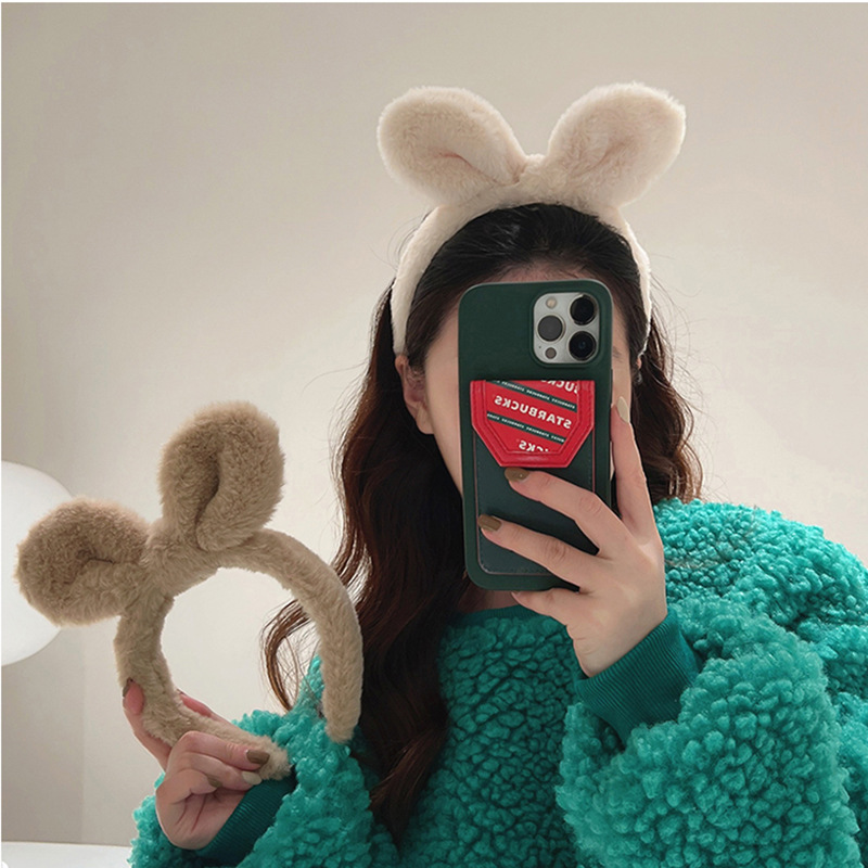 Diadema con Orejas de conejo de dibujos animados para mujer y niña, diadema con Orejas de oso y conejito, banda para el pelo para Cosplay, aro para el pelo de felpa a la , accesorios para el cabello
