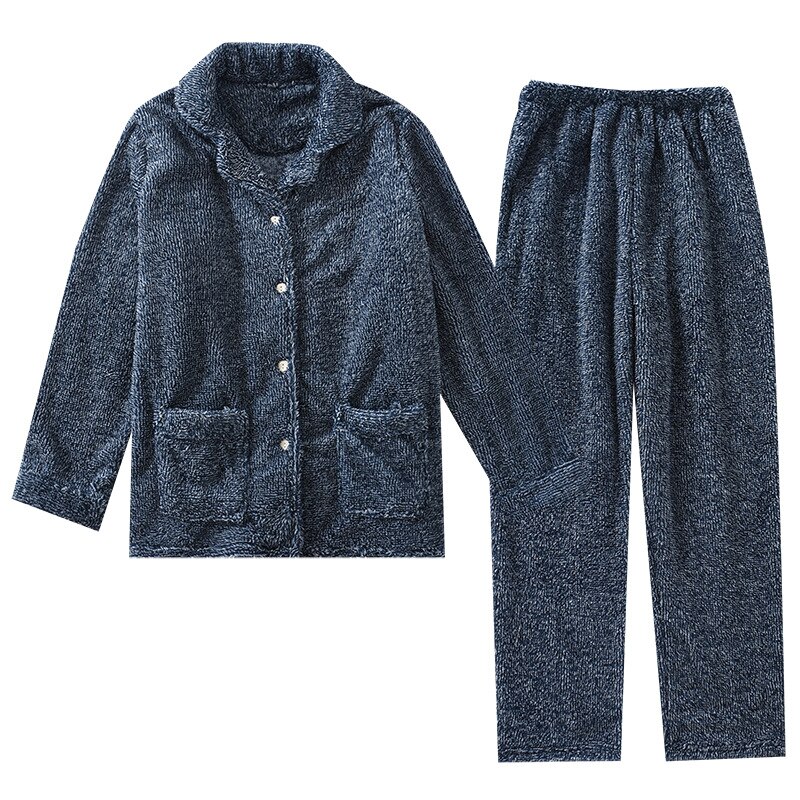 Pyjama en flanelle pour couple, ensemble deux pièces pour homme et femme, pantalon à manches longues, en velours cationique épais, vêtements de maison, automne hiver: men style / L