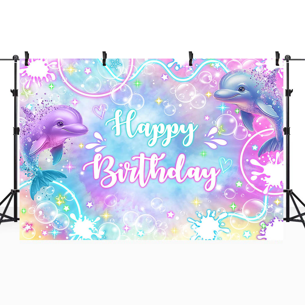 Mocsicka delfino compleanno sfondo fotografia sotto il mare sirena ragazza festa di compleanno sfondo Decor Photocall Banner puntelli