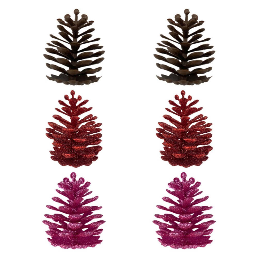 6 stuks kerstversiering in de vorm van dennenappels, kerstboomhanger, feestartikelen (willekeurige kleur)