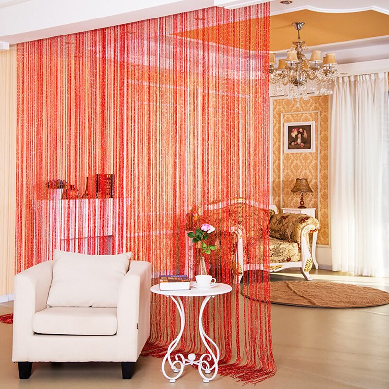 Glitter franja cortina de corda brilhante borla flash prata linha string cortina painel da janela quarto divisor tela voar porta pendurado
