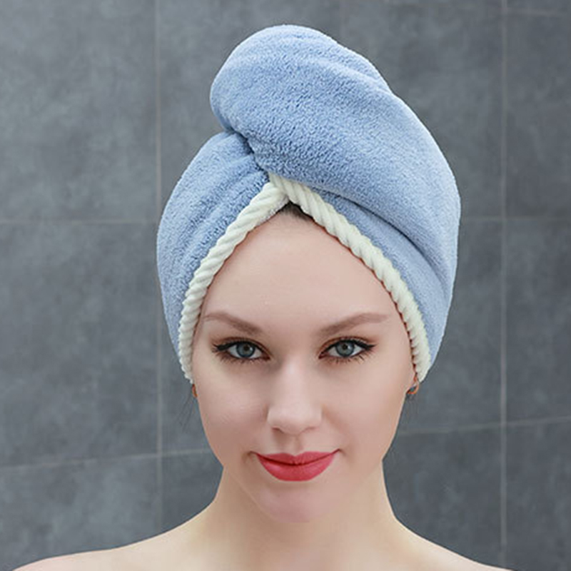 Hair Towel Thick Dry Hat Microfiber Turban For Lady Women Quick Drying Bathing Cap Set Towels Cotton Polyester Soft Shower Cap