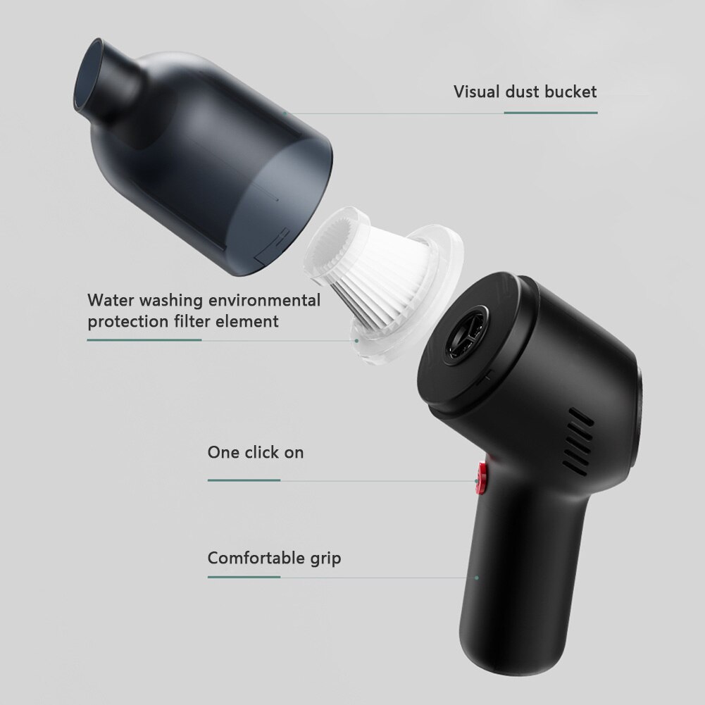 4500PA Handheld Vacuum Cordless Powerful Cyclone Suction Portable Rechargeable Vacuum Cleaner Quick Charge for Car Home Pet Hair