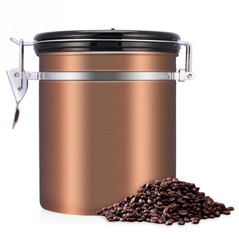 Zerodis Coffee Container Large Airtight Stainless Steel Tea Coffee Storage Cans Chests Kitchen Storage Canister Tea