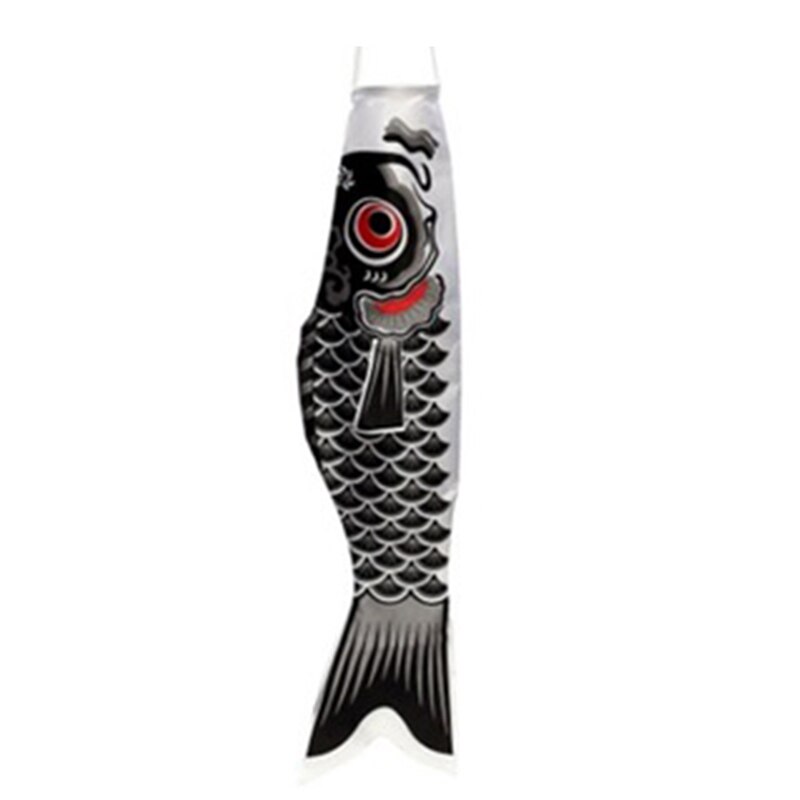 Japanese Carp Windsock Streamer Fish Flag Kite Cartoon Fish Colorful Windsock Carp Wind Sock Flag Koinobori 150cm: Black