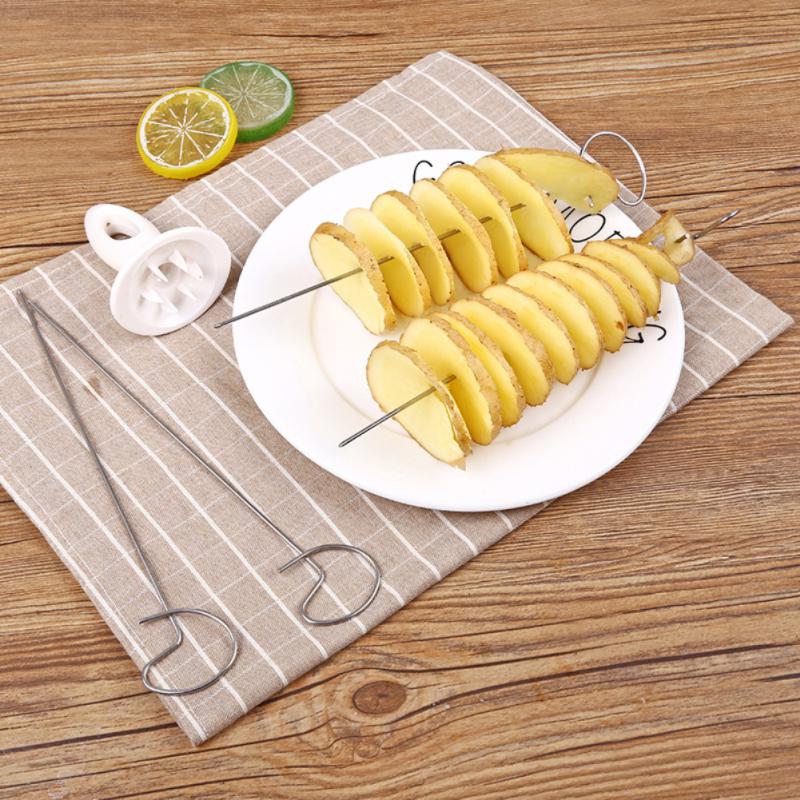 3 String Rotate Potato Slicer Stainless Steel Manual Twisted Potato Slice Cutter DIY String Rotate Potato Slicer Kitche Tools