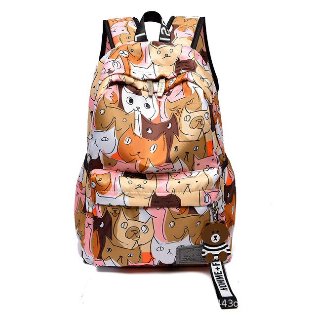 Chuwanglin Rugzakken Voor School Tieners Meisjes Tassen Mode Vrouwen Reizen Rugzak Rugzakken Leuke Animal Print Mannelijke Tas P61005: Orange kitten